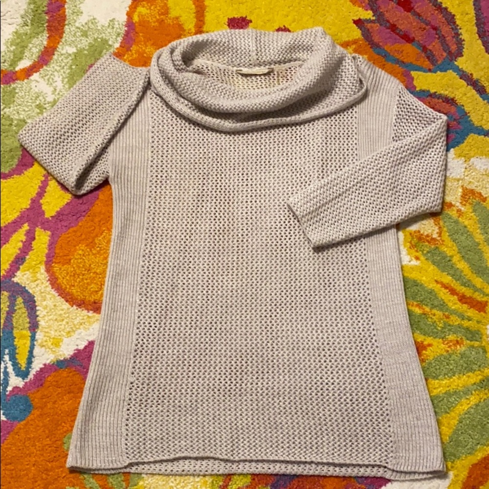 Soft Surroundings gray knit cowl-neck wool sweater